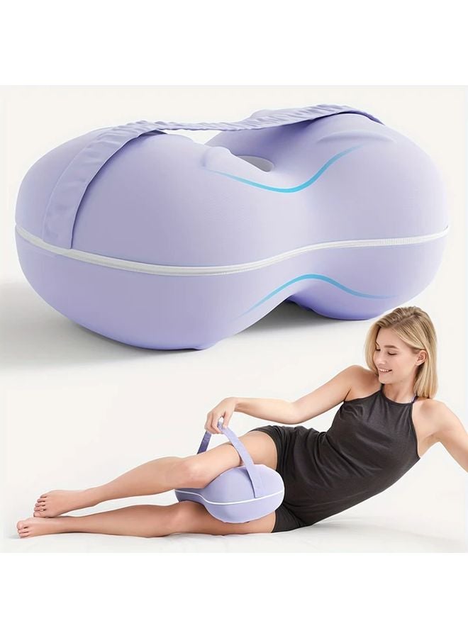 Misty Blue Knee Pillow For Side Sleepers Removable Cover Machine Washable Support Cushion - Image 1